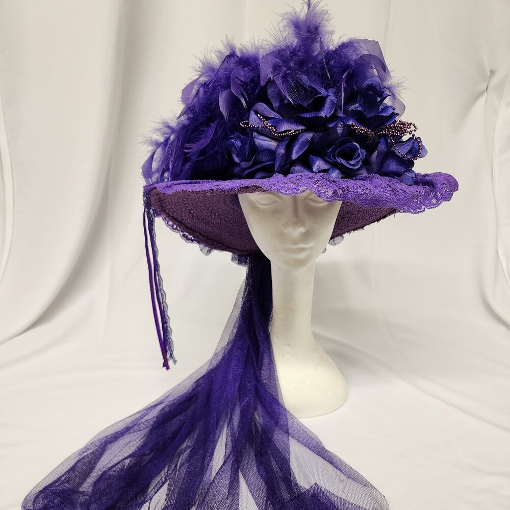 Purple Satin Victorian Touring Hat
